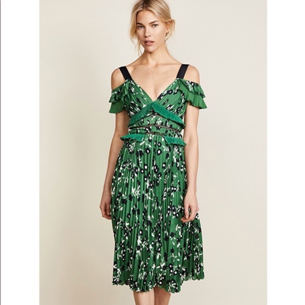 Self-Portrait Floral Cold-Shoulder Dress
